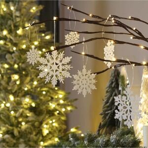 Sea-team Plastic Christmas Glitter Snowflake Ornaments Decorations Set of 36